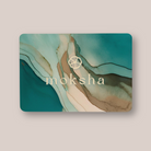 Moksha Chocolate digital gift card featuring an elegant abstract watercolor design in shades of teal, brown, and cream. Perfect for gifting artisanal chocolate, ceremonial cacao, and functional mushroom chocolates.