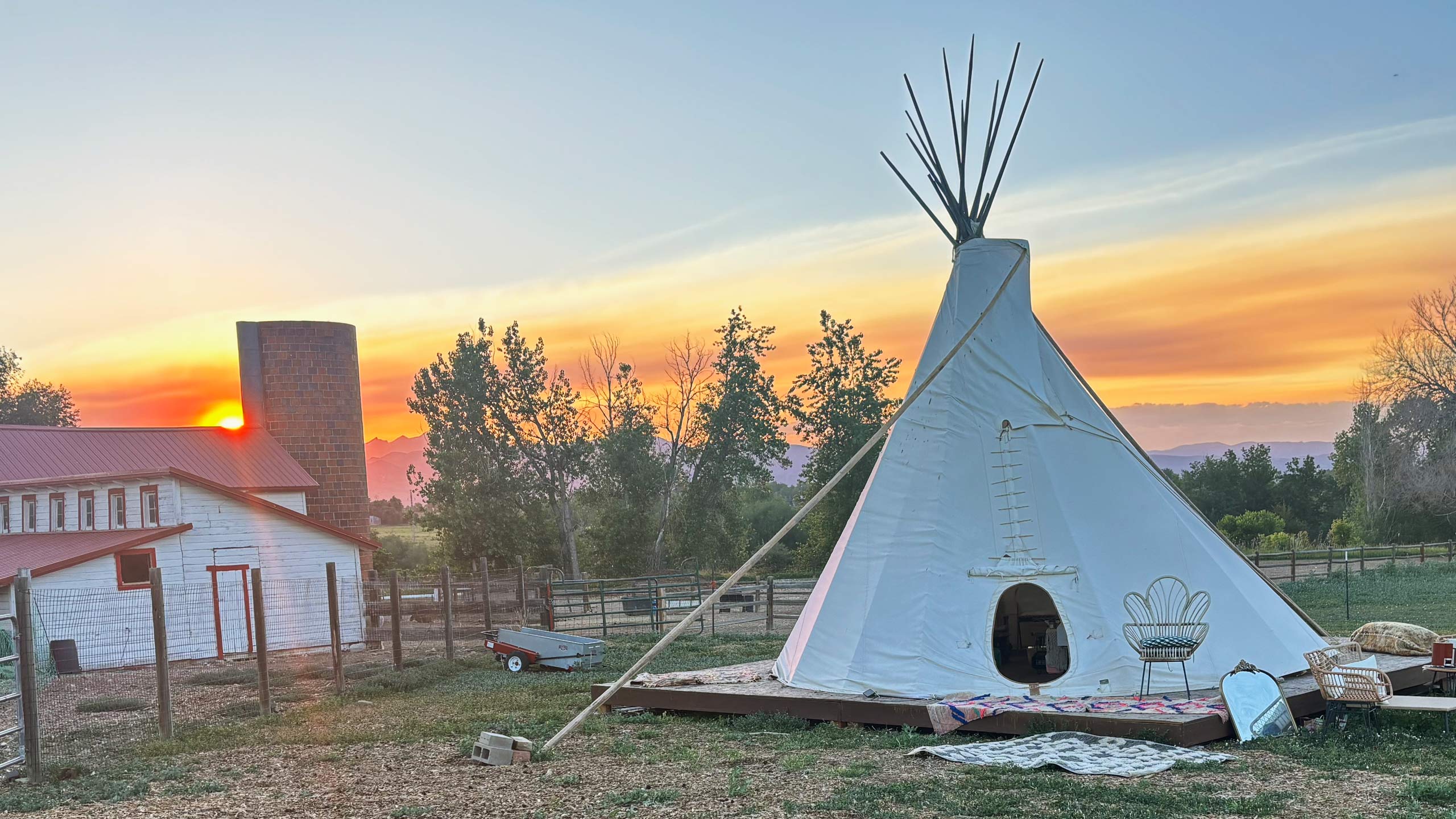 Balto Farms tipi and historic farm setting prepared for a private Moksha Chocolate tasting in Boulder