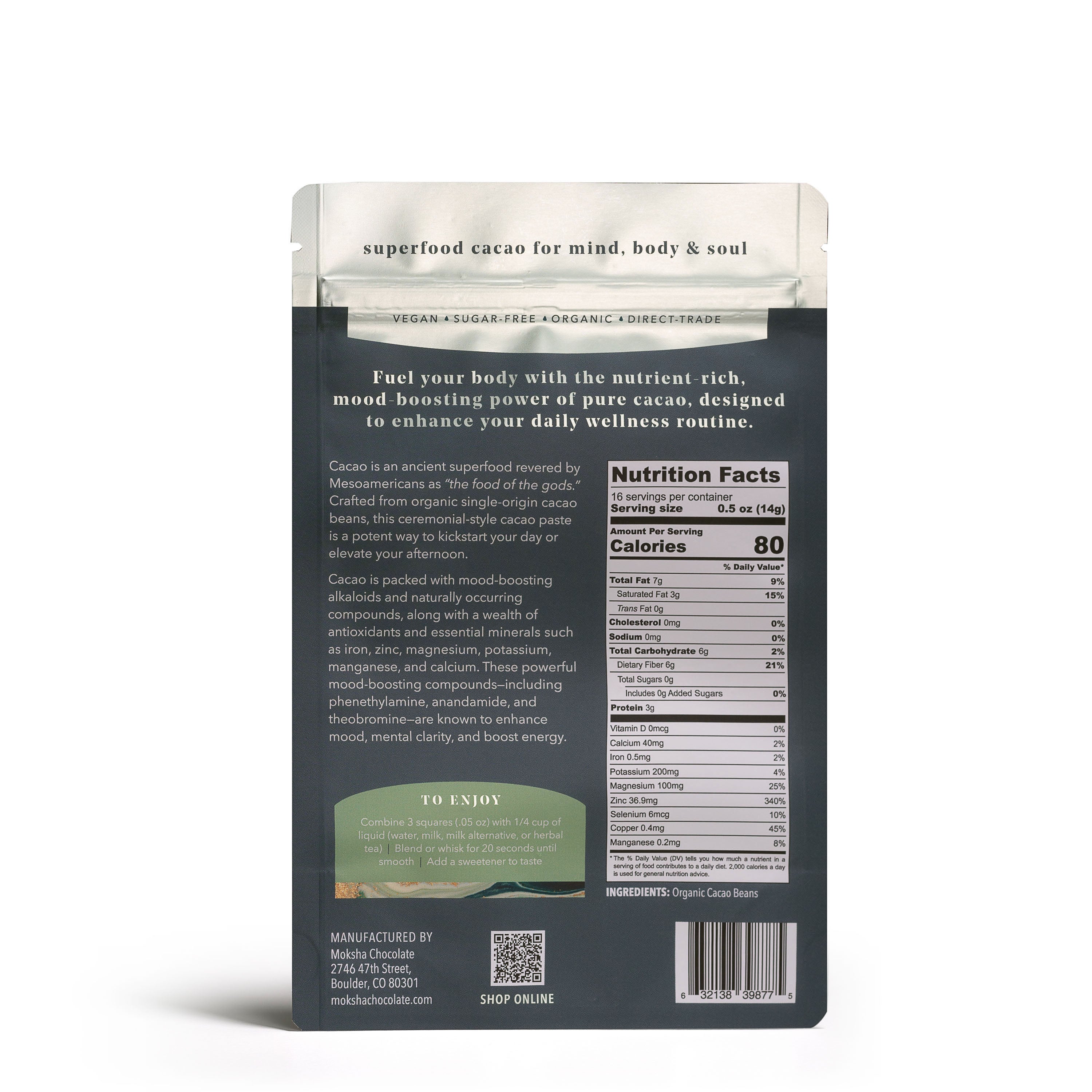 Organic Single-Origin Ceremonial Cacao Paste • Moksha Chocolate