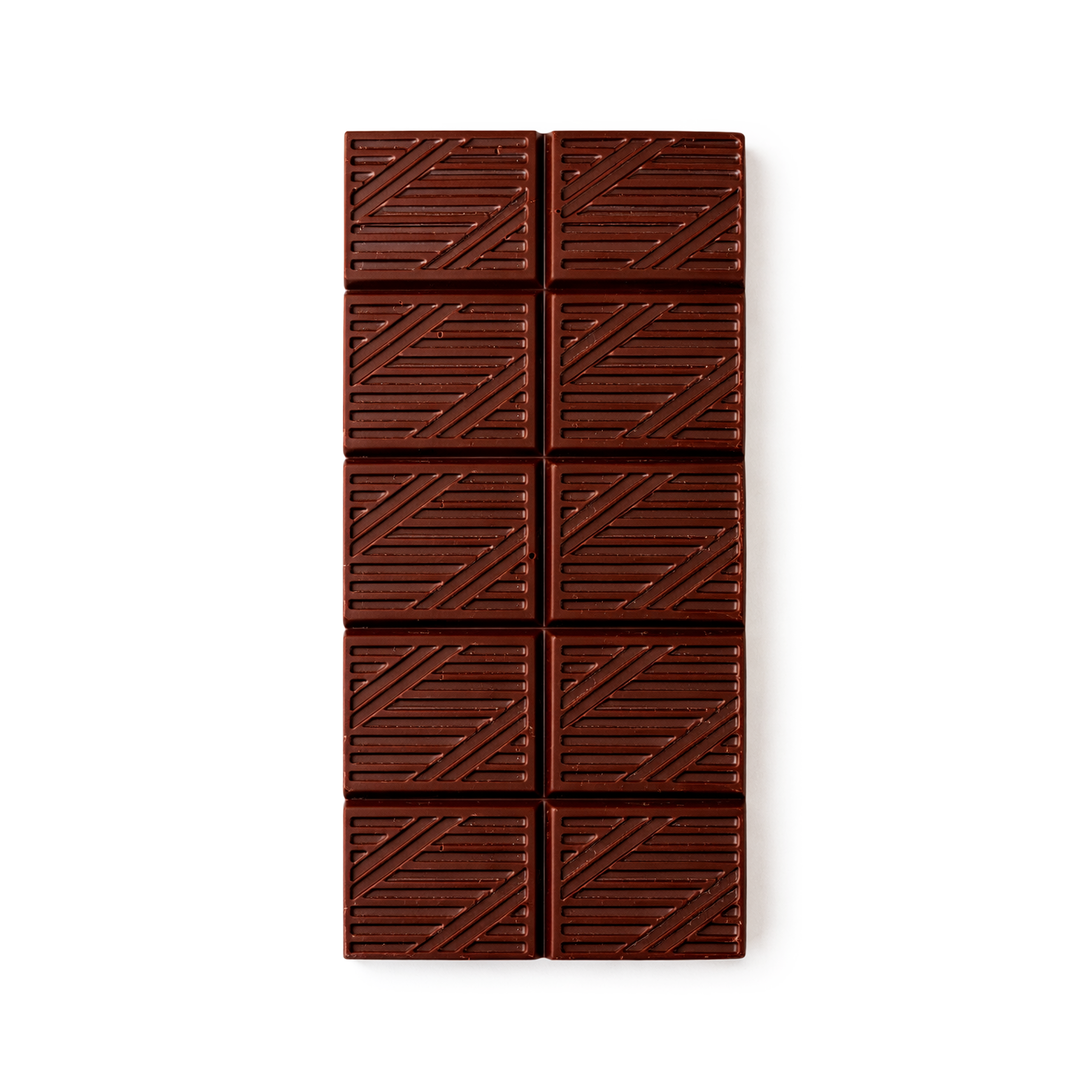 Unwrapped Moksha Kablon 70% single-origin dark chocolate bar from the Philippines, shown from above with textured rectangular segments on a light background