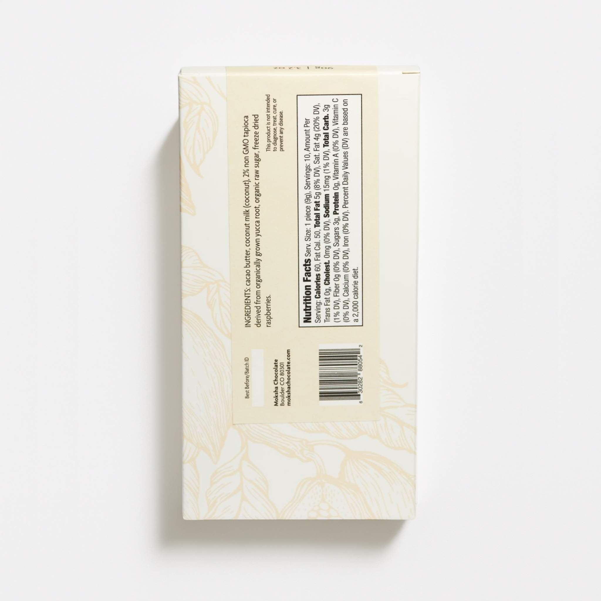Product packaging with nutrition facts label on a white background